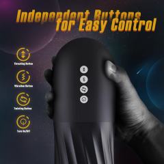 Black Rechargeable Heating Rotating & Thrusting Male Masturbator – 5 Vibrating + 5 Thrusting + 3 Rotating Modes Automatic Stroker