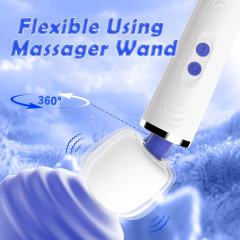 8.87" White Rechargeable Wand Massager with Textured Attachment – 9 Vibrating Modes