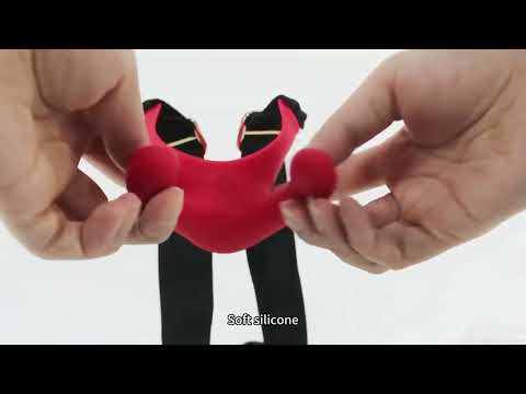 Red Rechargeable Silicone Oral Stimulation Vibrator – 10 Vibrating Modes Wearable Strap