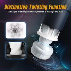 Black Rechargeable Heating Rotating & Thrusting Male Masturbator – 5 Vibrating + 5 Thrusting + 3 Rotating Modes Automatic Stroker