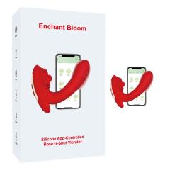 Red Rechargeable Silicone App-Controlled Rose G-Spot Vibrator – 9 Vibrating + 9 Rotating Modes with Heating Function