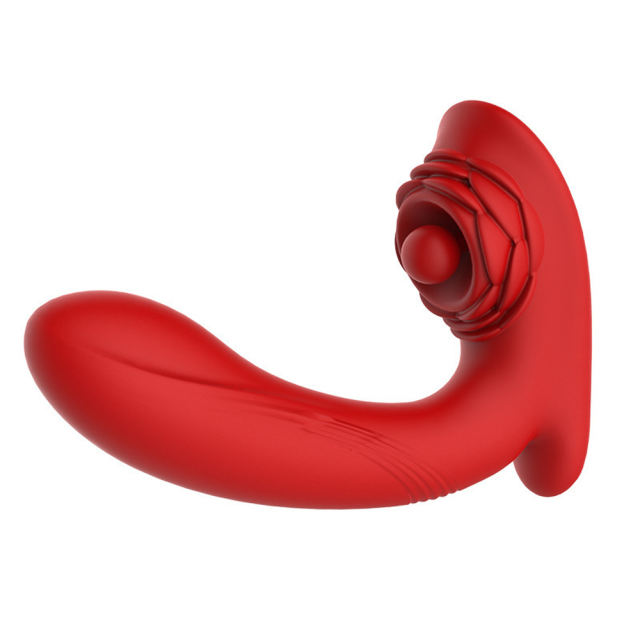 Red Rechargeable Silicone App-Controlled Rose G-Spot Vibrator – 9 Vibrating + 9 Rotating Modes with Heating Function