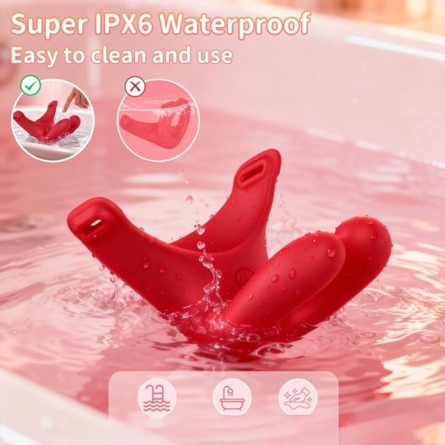 Red Rechargeable Silicone Oral Stimulation Vibrator – 10 Vibrating Modes Wearable Strap