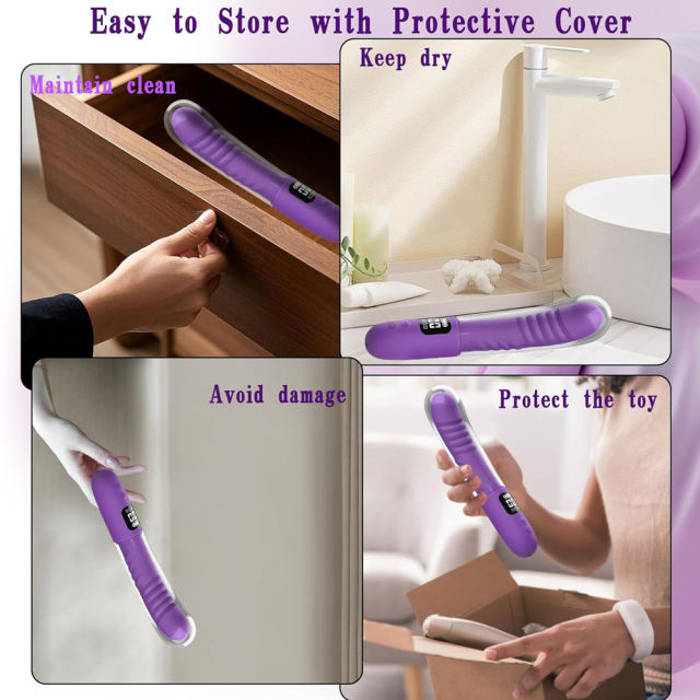 8.67" Purple Rechargeable Thrusting Vibrator – 9 Vibrating + 3 Thrusting Modes