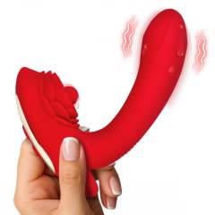 Red Rechargeable Silicone App-Controlled Rose G-Spot Vibrator – 9 Vibrating + 9 Rotating Modes with Heating Function