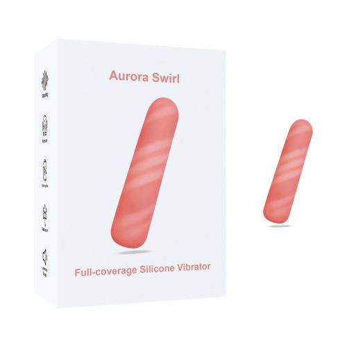 Customizable 4.26" Coral Pink Dual-Color Spiral Rechargeable Silicone Vibrating Egg – 10 Vibrating Modes