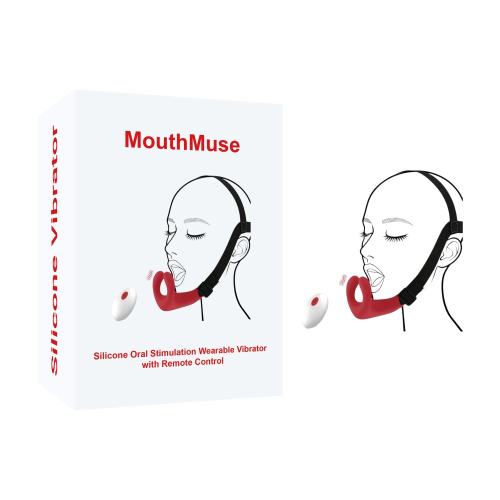 Customizable Red Rechargeable Silicone Oral Stimulation Vibrator – 10 Vibrating Modes Wearable Strap Design with Remote Control