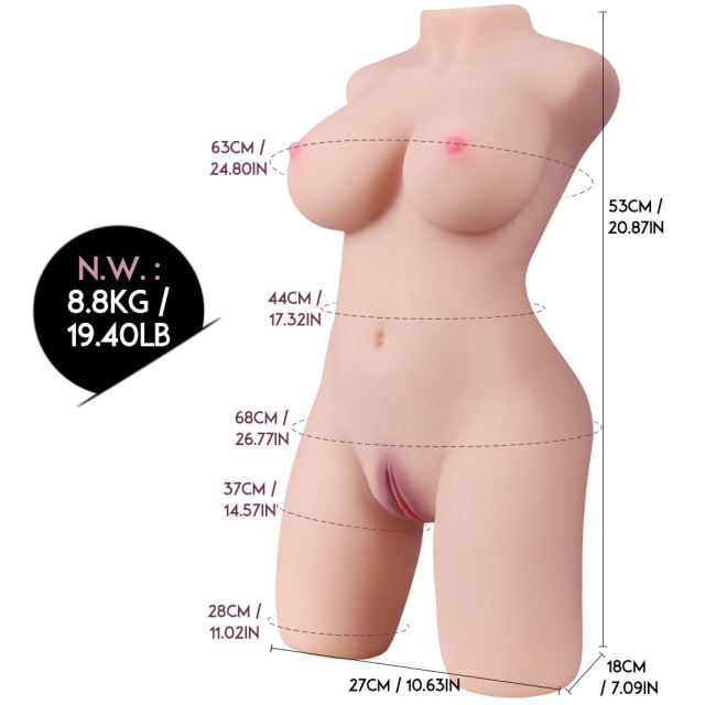 19.40LB Life-Like Flesh/Brown Colored TPE Sex Doll with Skeleton for Men