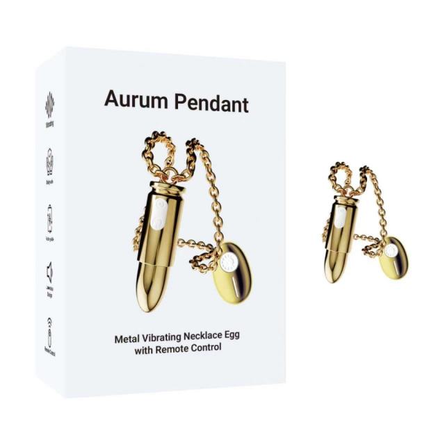 Customizable 3.07'' Waterproof Rechargeable Gold Metal Vibrating Necklace Egg – 12 Modes and Remote-Controlled