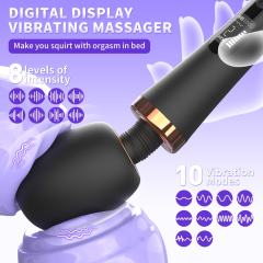 12.21" Black Rechargeable Silicone Powerful Wand Massager – 10 Vibrating Modes