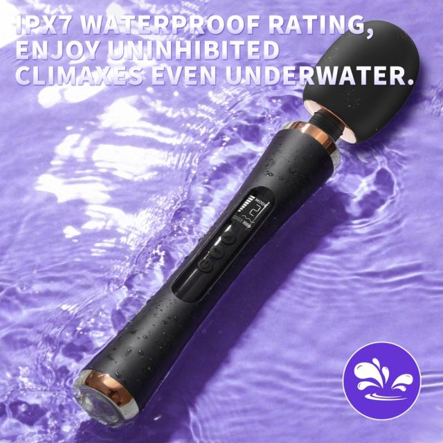 12.21" Black Rechargeable Silicone Powerful Wand Massager – 10 Vibrating Modes