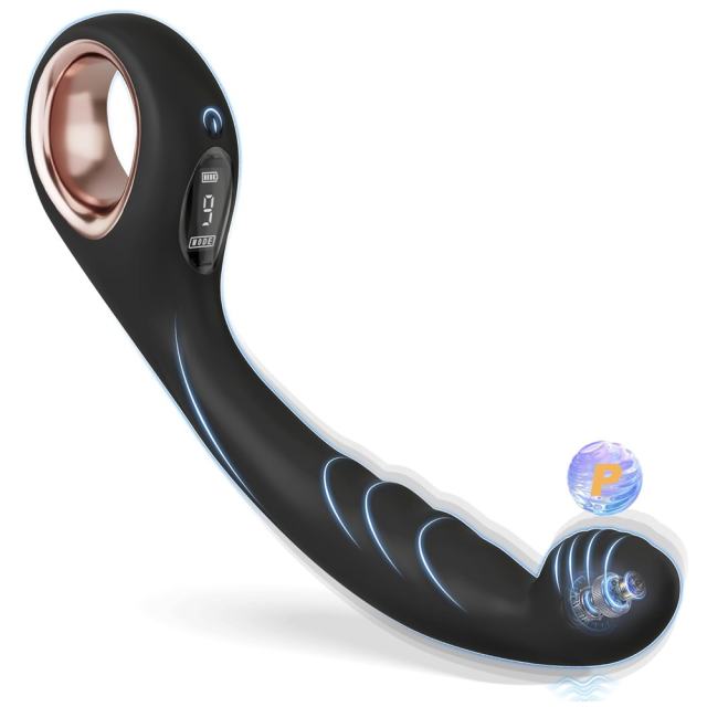 8.08" Black Rechargeable Silicone G-Spot Vibrator – 9 Vibrating Modes Curved Pressure-Tip Design
