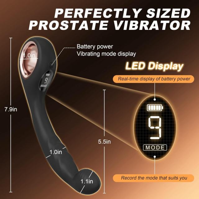 8.08" Black Rechargeable Silicone G-Spot Vibrator – 9 Vibrating Modes Curved Pressure-Tip Design