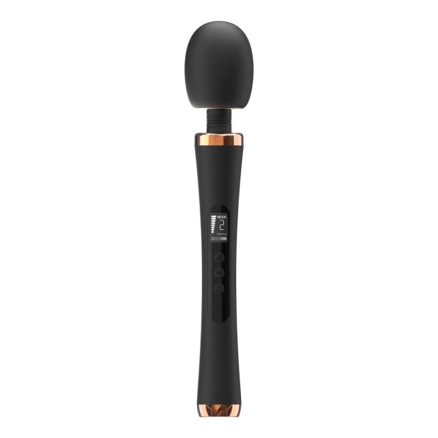 12.21" Black Rechargeable Silicone Powerful Wand Massager – 10 Vibrating Modes