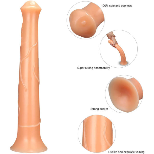 15.8" Ultra-Thick PVC Dildo – Horse Shape – Color Options Available (Black/Flesh/Brown/Dark Brow)