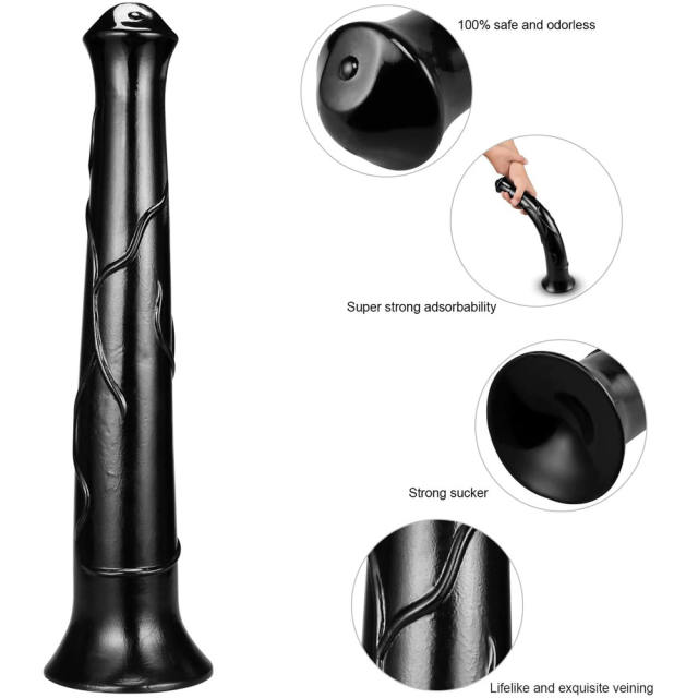 15.8" Ultra-Thick PVC Dildo – Horse Shape – Color Options Available (Black/Flesh/Brown/Dark Brow)