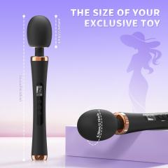 12.21" Black Rechargeable Silicone Powerful Wand Massager – 10 Vibrating Modes