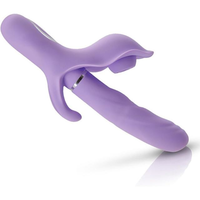 9.65" Purple Rechargeable Rabbit Vibrator – 5 Vibrating + 5 Thrusting + 5 Sucking + 5 Tapping Modes