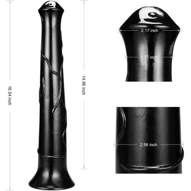 15.8" Ultra-Thick PVC Dildo – Horse Shape – Color Options Available (Black/Flesh/Brown/Dark Brow)