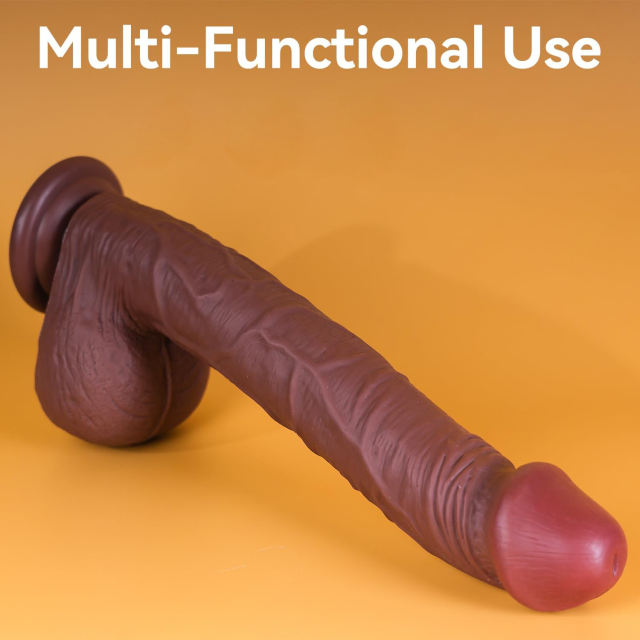 13" Thick PVC Dildo – Color Options Available (Black/Flesh/Brown/Dark Brow)