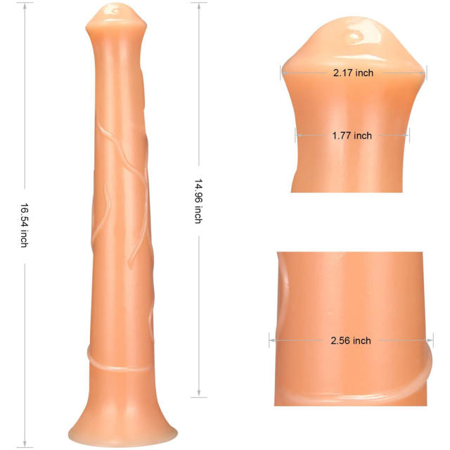 15.8" Ultra-Thick PVC Dildo – Horse Shape – Color Options Available (Black/Flesh/Brown/Dark Brow)