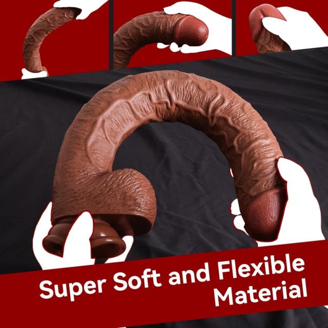 17" Realistic PVC Dildo – Color Options Available (Black/Flesh/Brown/Dark Brow)