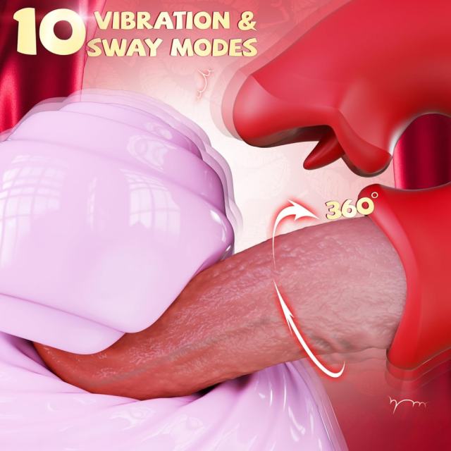 Red Rechargeable Tongue-Licking & Biting Vibrator – 10 Vibrating + 10 Tongue-Licking + 10 Biting Modes