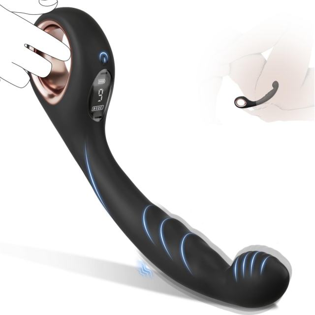 8.08" Black Rechargeable Silicone G-Spot Vibrator – 9 Vibrating Modes Curved Pressure-Tip Design
