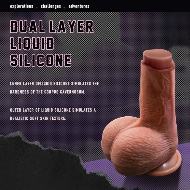 14.8" Brown Color Thick Silicone Dildo