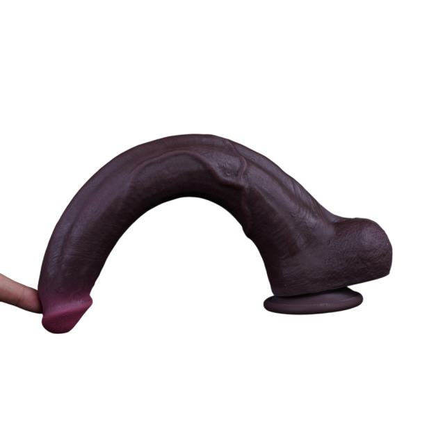 15" Realistic Silicone Dildo – Color Options Available (Flesh/Brown/Dark Brown)