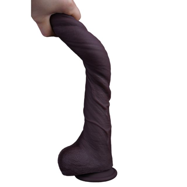 15" Realistic Silicone Dildo – Color Options Available (Flesh/Brown/Dark Brown)