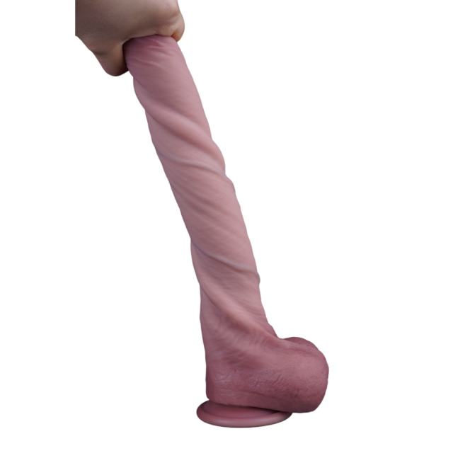 15" Realistic Silicone Dildo – Color Options Available (Flesh/Brown/Dark Brown)