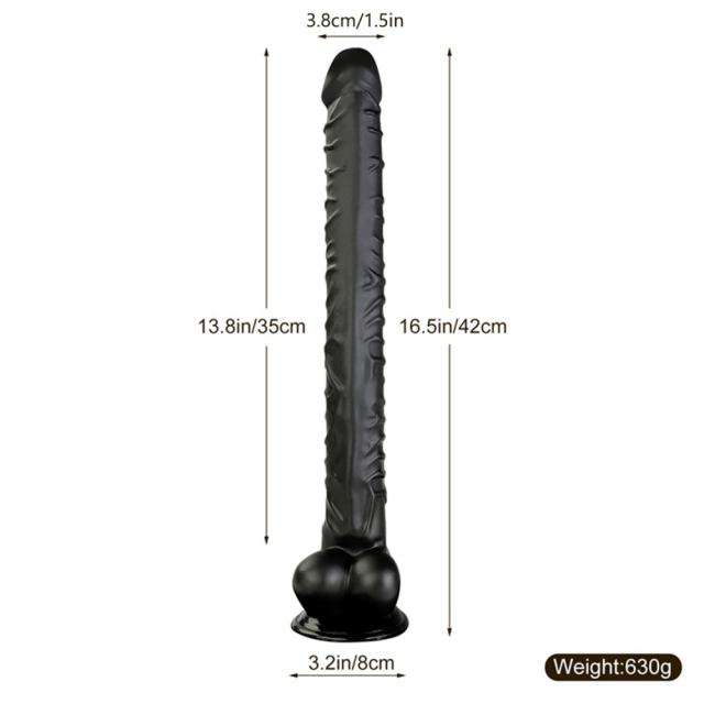 16.5" Realistic PVC Dildo – Color Options Available (Black/Flesh/Brown/Dark Brow)
