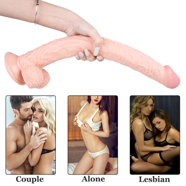 15" Realistic PVC Dildo – Color Options Available (Black/Flesh/Brown/Dark Brow)
