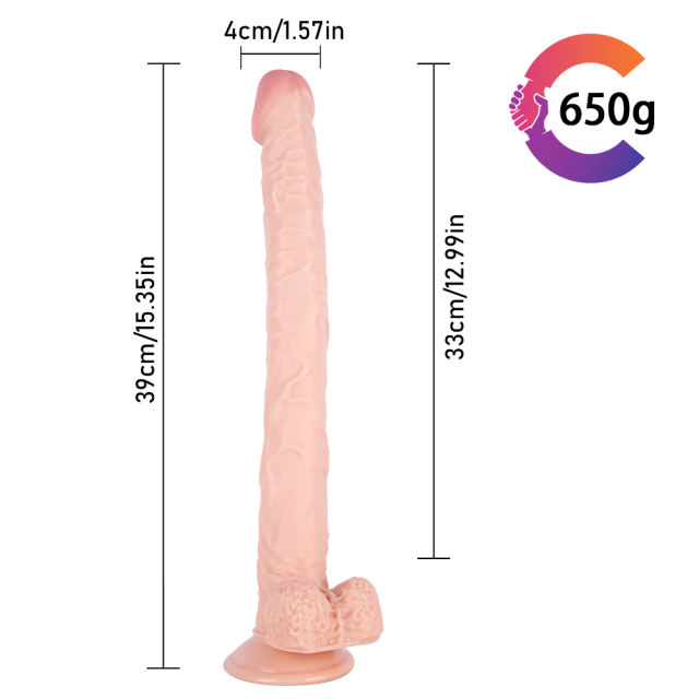 15" Realistic PVC Dildo – Color Options Available (Black/Flesh/Brown/Dark Brow)