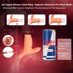 10-Speed Dark Flesh Rechargeable Vibrating Cock Ring with Clitoral Stimulator