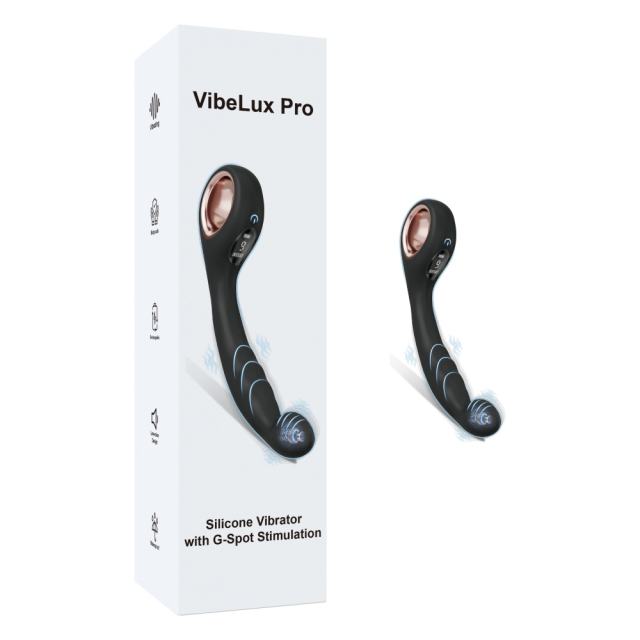 Customizable 8.08" Black Rechargeable Silicone G-Spot Vibrator – 9 Vibrating Modes Curved Pressure-Tip Design