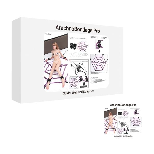 Purple Spider Web Bed Strap Set – Purple & Black Bondage Kit with Handcuffs & Ankle Cuffs