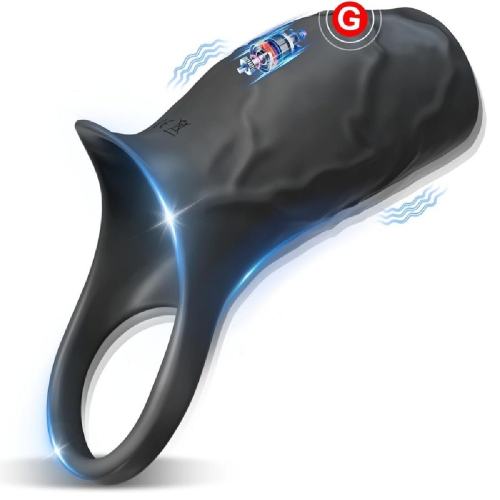 10-Speed Black Medical-Grade Silicone Rechargeable Vibrating Cock Ring with USB Magnetic Charging