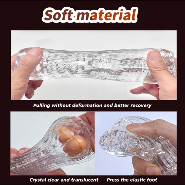 5.0" Clear Male Stroker-XX Soft ClearTPE Male Masturbator – Handheld Pocket Stroker with String Line Texture for Men's Training & Solo Pleasure