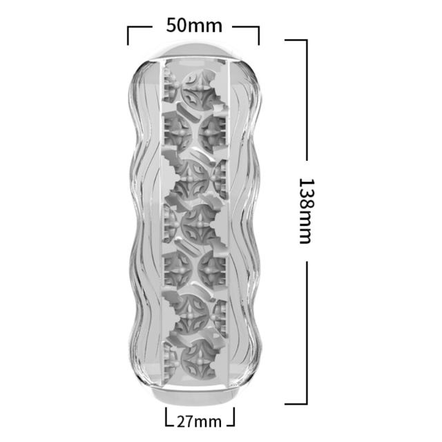 5.4" Kongfu 3 Soft ClearTPE Male Masturbator – Handheld Pocket Stroker with Realistic Texture for Men's Training & Solo Pleasure