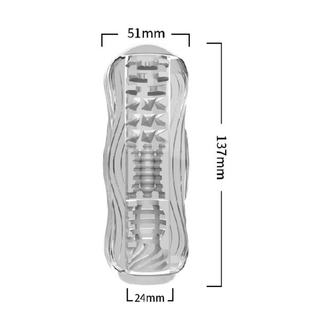 5.4" Kongfu 2 Soft ClearTPE Male Masturbator – Handheld Pocket Stroker with Realistic Texture for Men's Training & Solo Pleasure