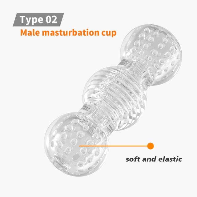 5.7" Male Stroker 2 Soft ClearTPE Male Masturbator – Handheld Pocket Stroker with Realistic Texture for Men's Training & Solo Pleasure