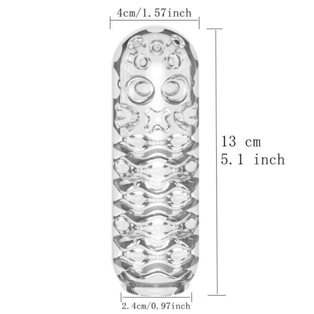 5.1" Male Stroker-Wave Soft ClearTPE Male Masturbator – Handheld Pocket Stroker with Wave Texture for Men's Training & Solo Pleasure