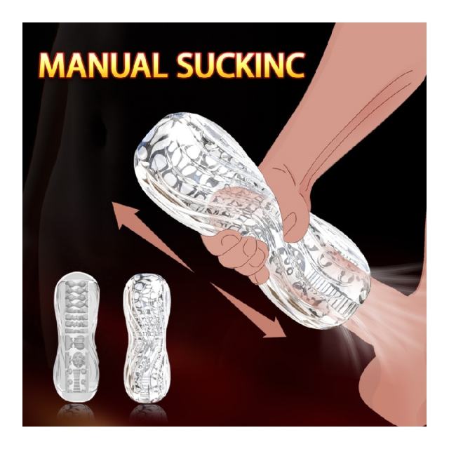 5.4" Kongfu 2 Soft ClearTPE Male Masturbator – Handheld Pocket Stroker with Realistic Texture for Men's Training & Solo Pleasure