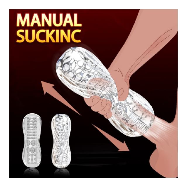 5.4" Kongfu 2 Soft ClearTPE Male Masturbator – Handheld Pocket Stroker with Realistic Texture for Men's Training & Solo Pleasure