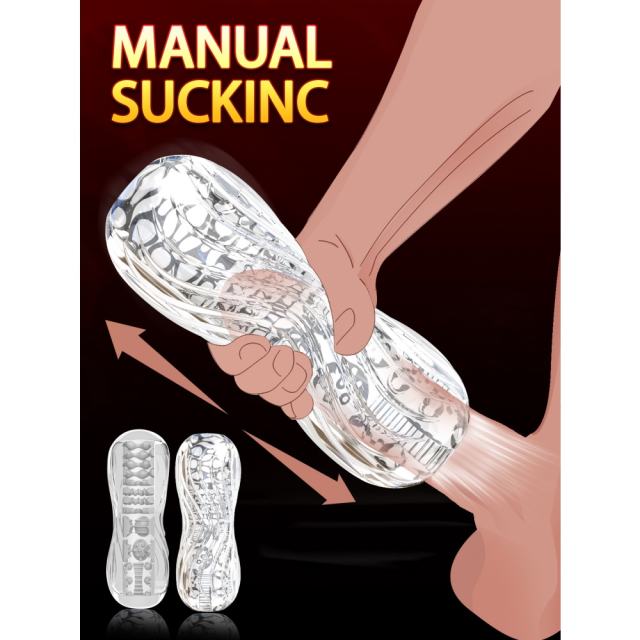 5.4" Kongfu 1 Soft ClearTPE Male Masturbator – Handheld Pocket Stroker with Realistic Texture for Men's Training & Solo Pleasure