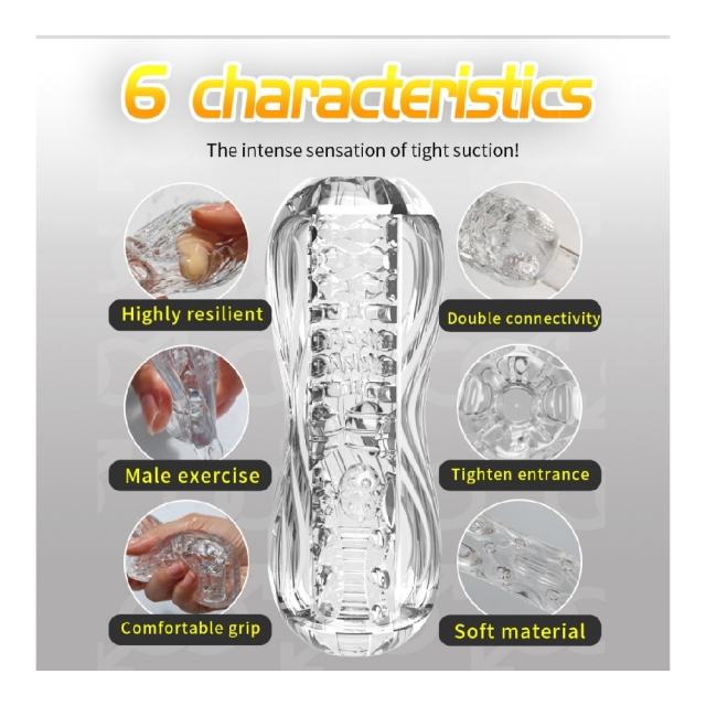 5.4" Kongfu 2 Soft ClearTPE Male Masturbator – Handheld Pocket Stroker with Realistic Texture for Men's Training & Solo Pleasure