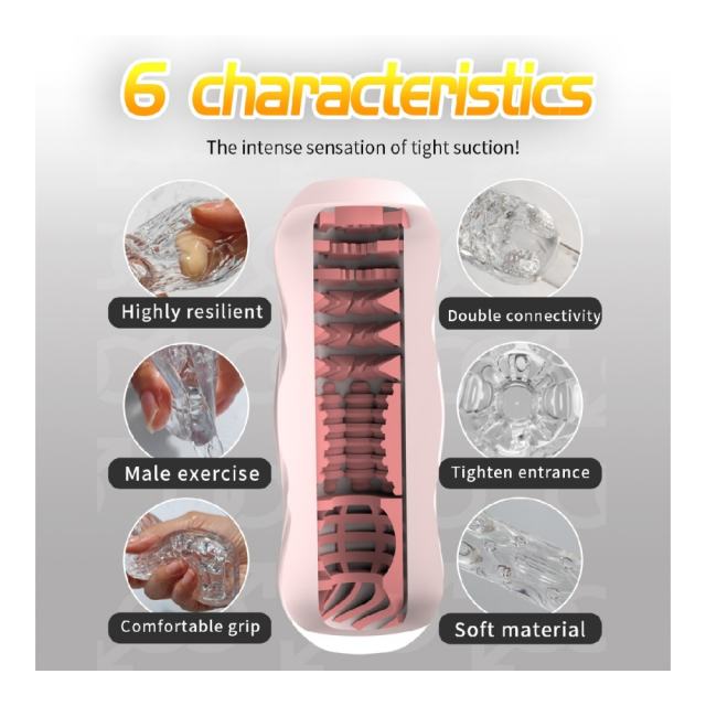 5.4" Kongfu 2 Soft ClearTPE Male Masturbator – Handheld Pocket Stroker with Realistic Texture for Men's Training & Solo Pleasure