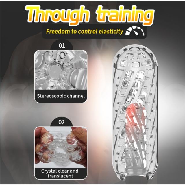5.1" Male Stroker-Cycle Soft ClearTPE Male Masturbator – Handheld Pocket Stroker with Cycle Texture for Men's Training & Solo Pleasure